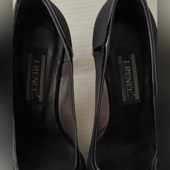 J. Renee Black Fabric & Leather 3" Block Heels Mesh Side & Top Women's Size 8M - Picture 7 of 12